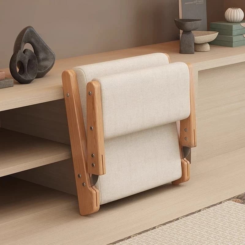 Chaise pliante en bois massif style tatami, dossier bas