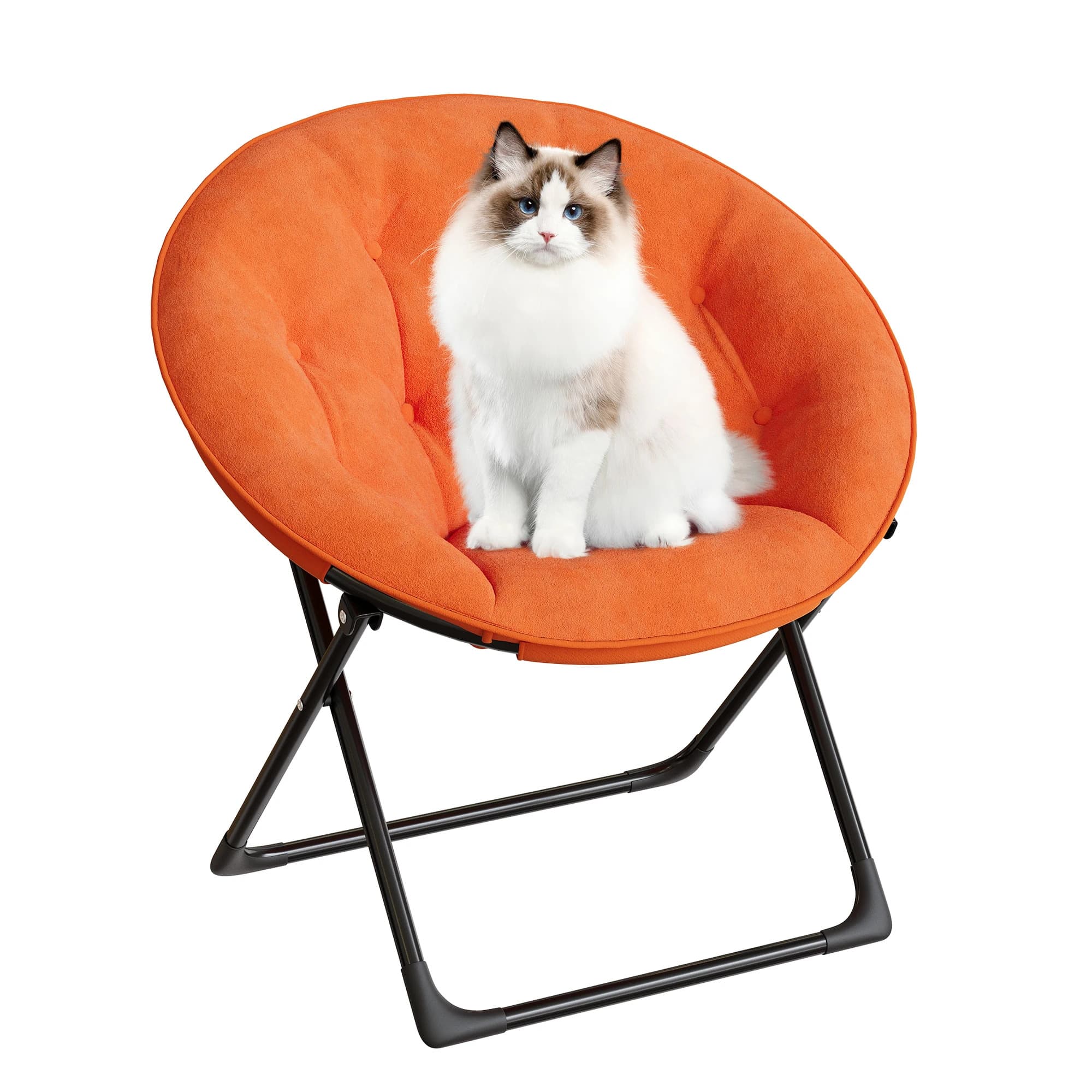 Fauteuil lune pliant en fausse fourrure, fauteuil d'appoint